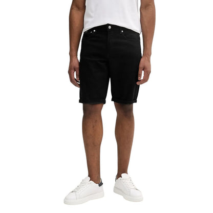 Black Cotton Bermuda Shorts