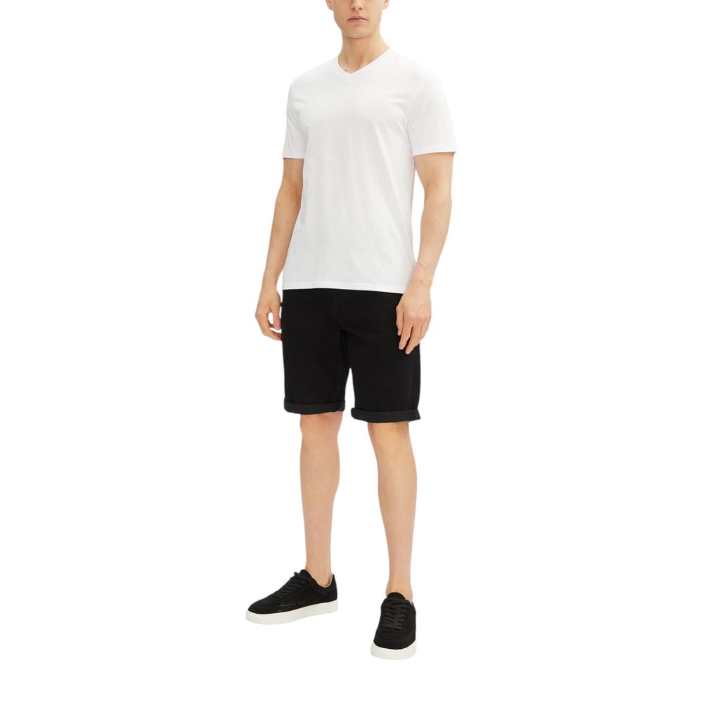Black Cotton Bermuda Shorts