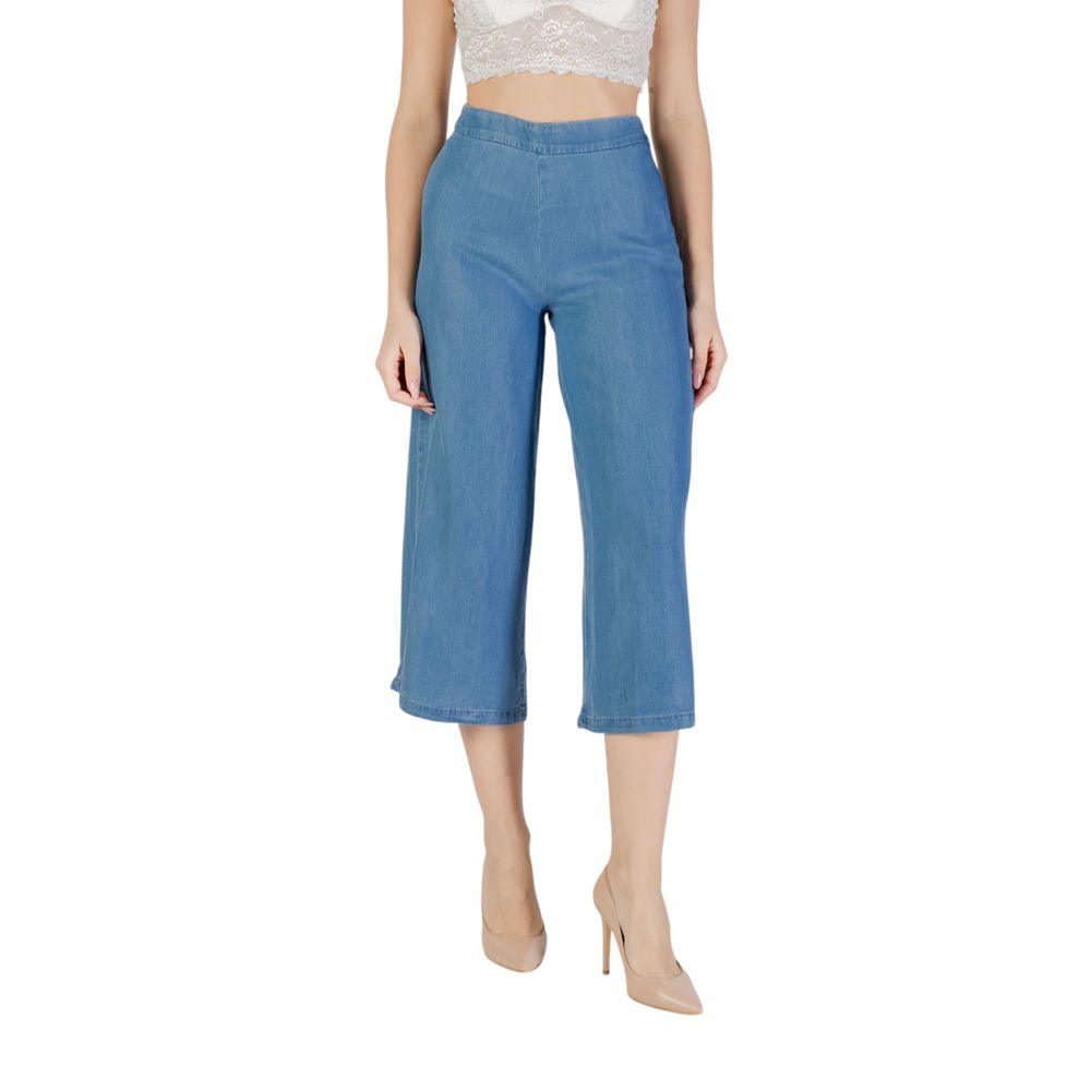 Blue Lyocell Cropped Pants