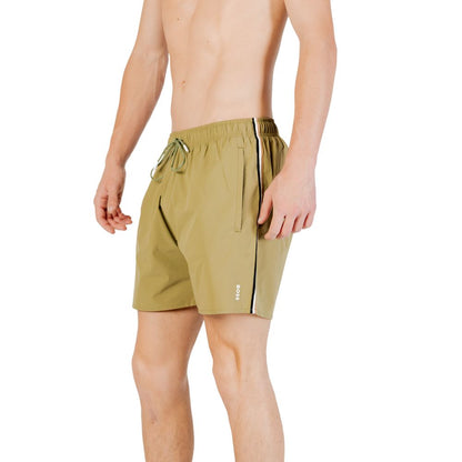 Green Polyester Swim Shorts