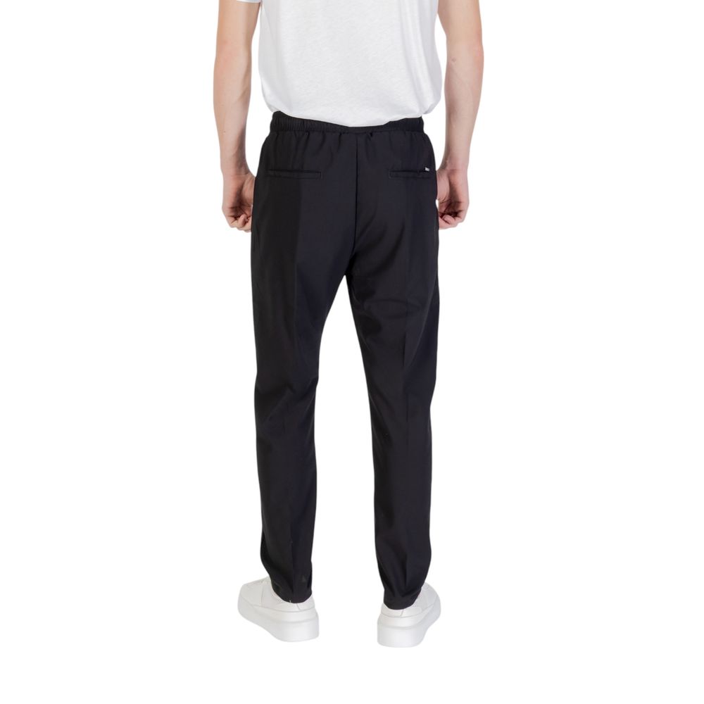 Black Polyester Casual Pants