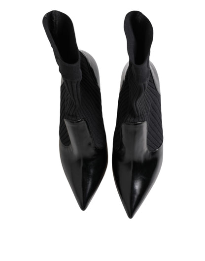 Black Stretch Stilettos Booties Socks Shoes