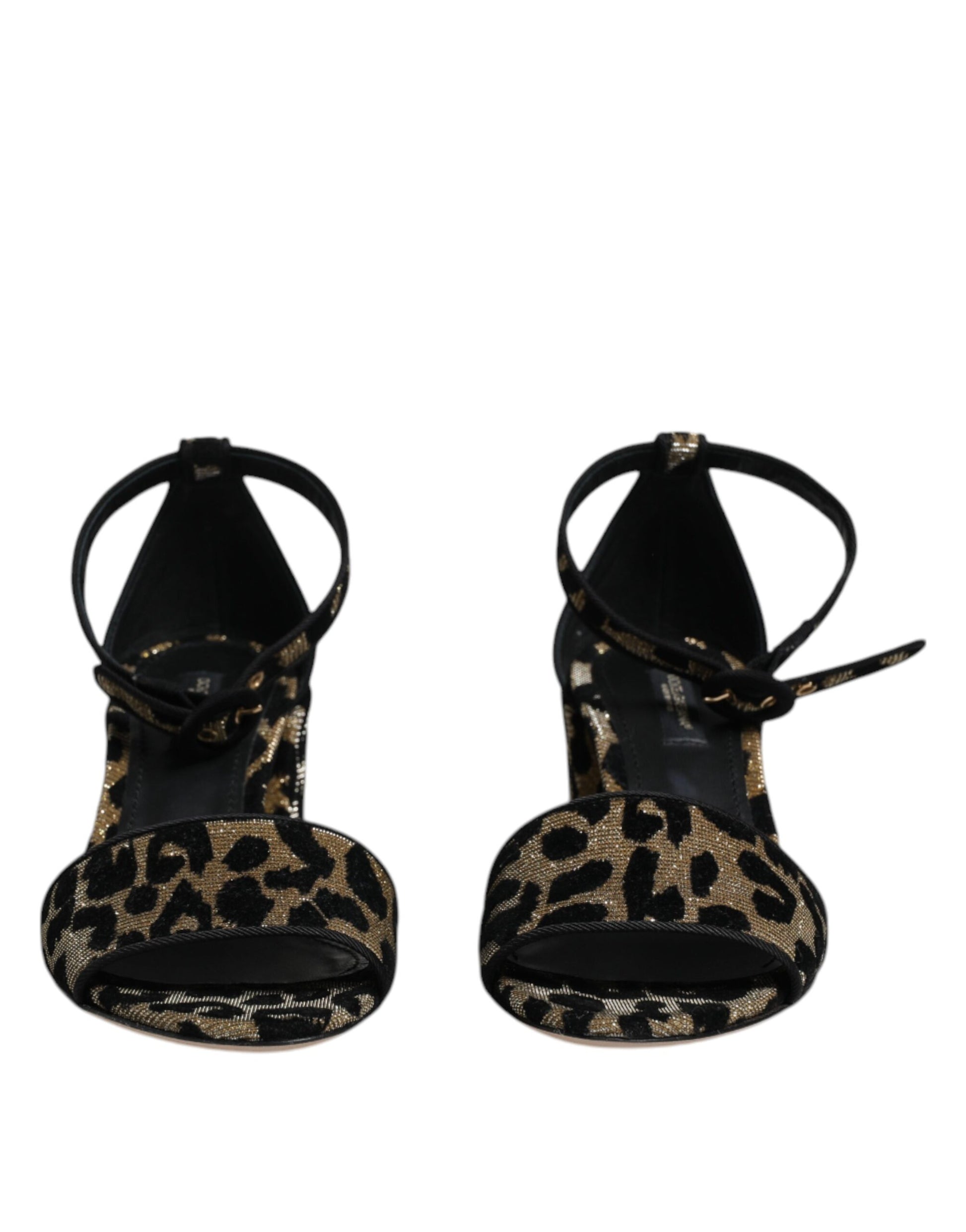 Gold Leopard Ankle Strap Heels Sandals Shoes