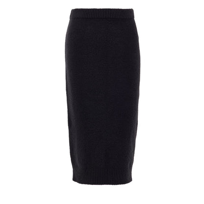 Black Cotton Midi Skirt
