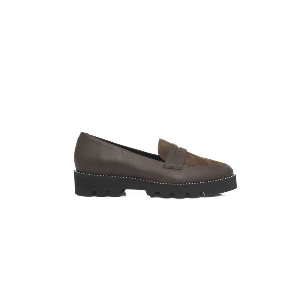 Brown Cowhide Women Loafer