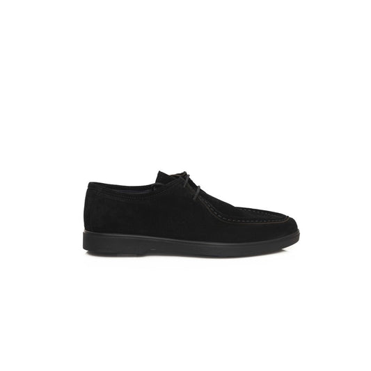 Black Cowhide Men Derby Shoe