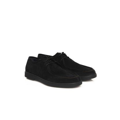 Black Cowhide Men Derby Shoe