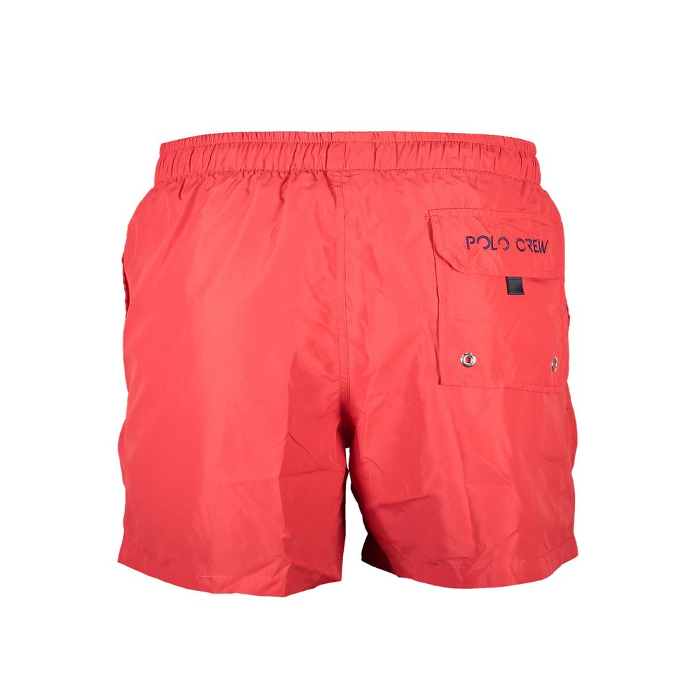 Red Polyester Men Swim Boxer