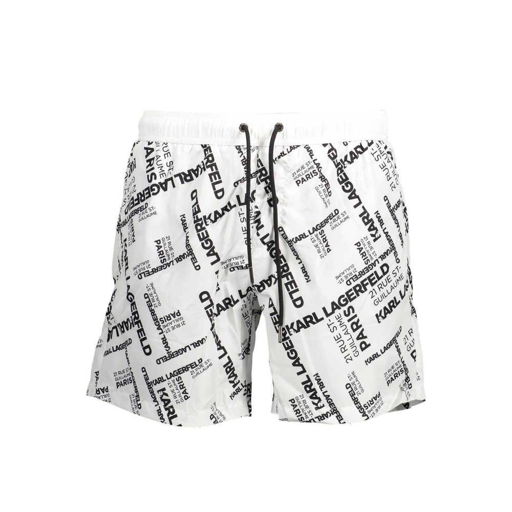 White Polyester Men's Swim Boxer