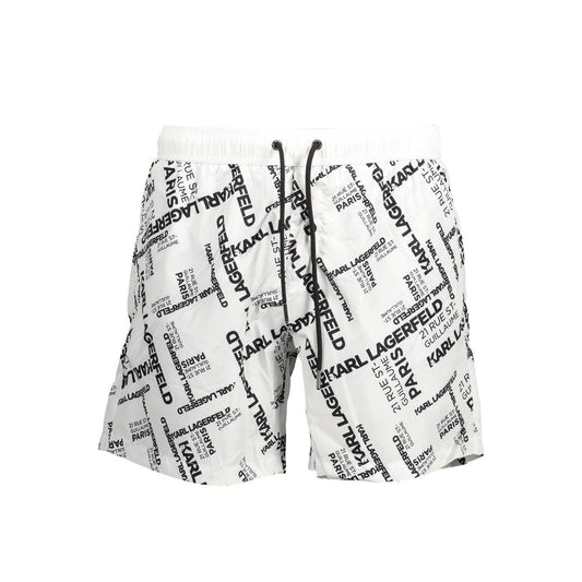 White Polyester Men's Swim Boxer