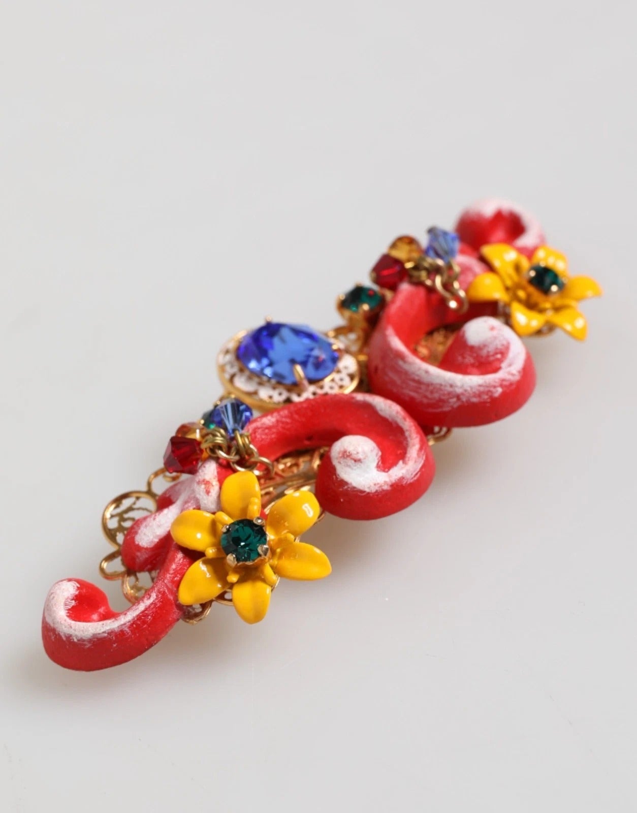 Multicolor Spring CARRETTO Gold Brass Crystal Hair Clip
