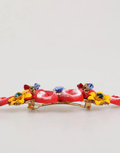 Multicolor Spring CARRETTO Gold Brass Crystal Hair Clip