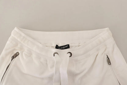 White Cotton Logo Patch Sweatpants Jogging Pants