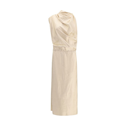 Cream Silk Casual Dress