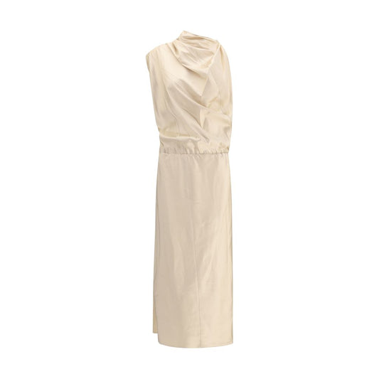 Cream Silk Casual Dress