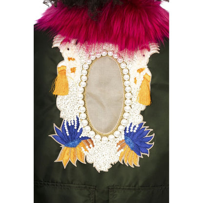 Green Polyamide Women Bomber Jacket