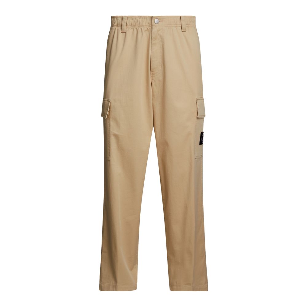 Beige Recycled Cotton Cargo Pants