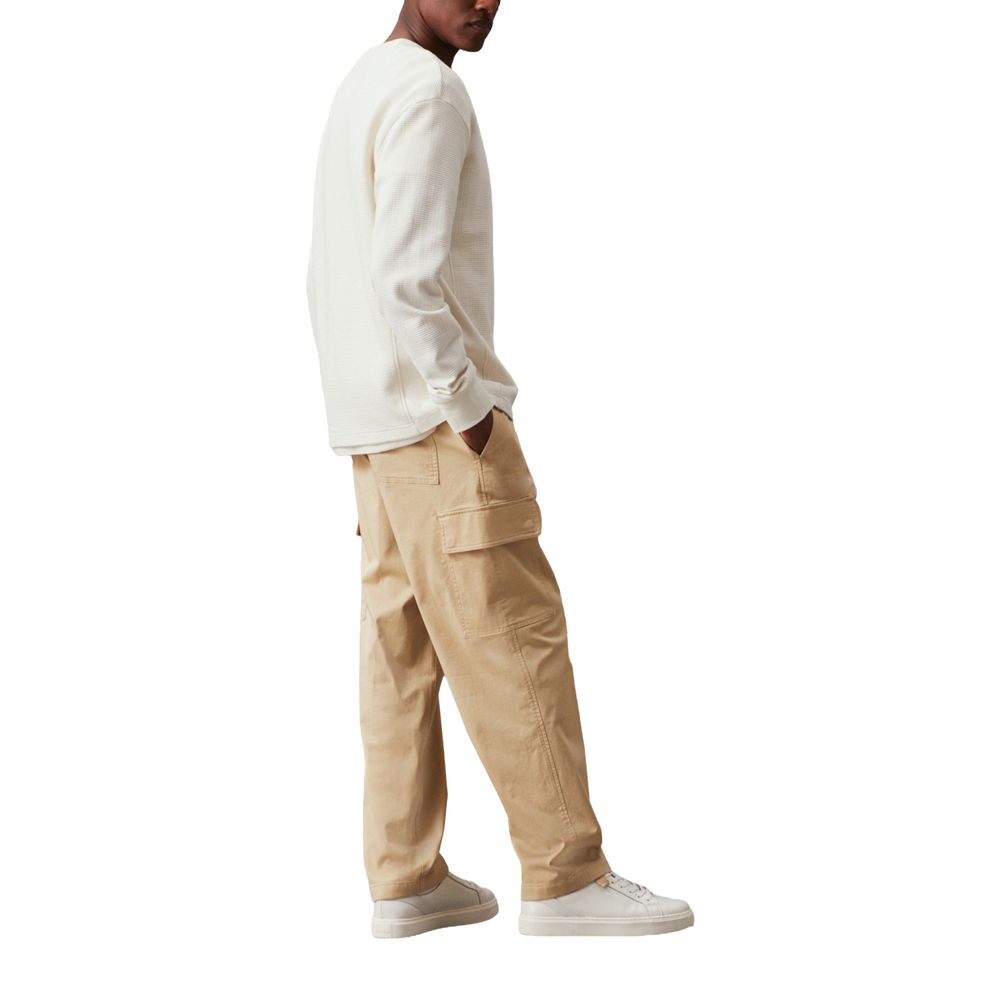 Beige Recycled Cotton Cargo Pants