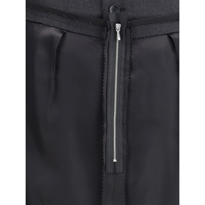 Black Polyester Midi Skirt