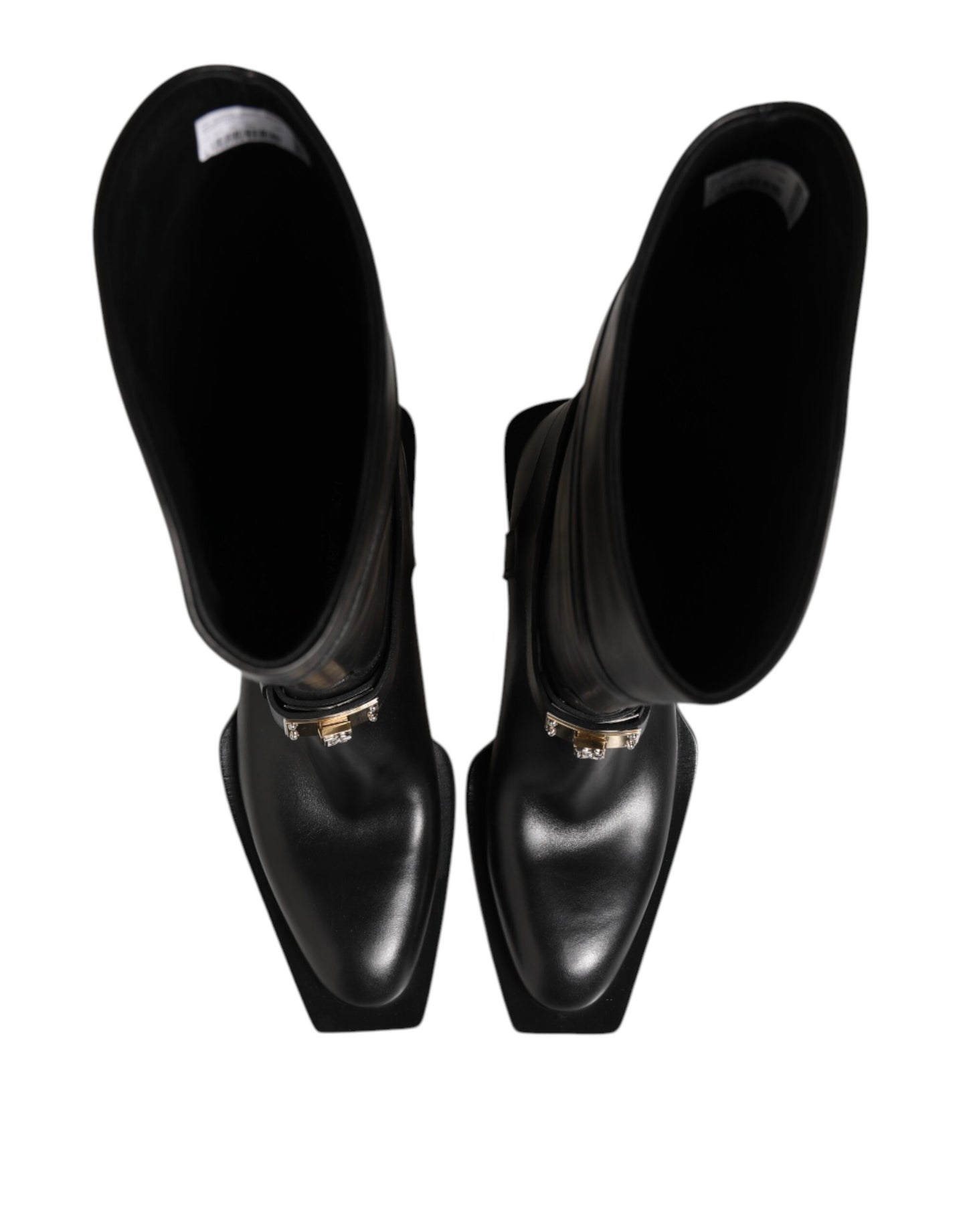 Black Logo Plaque Over The Calf Boot Shoes