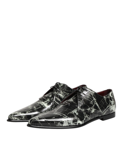 Marbled Pattern Dress Lace Up Derby Shoes
