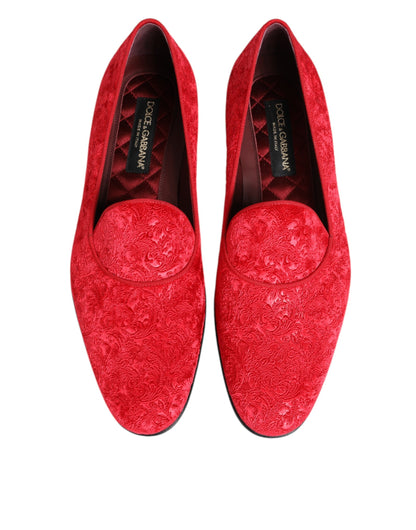 Red Jacquard Loafers Formal Men Dress Shoes