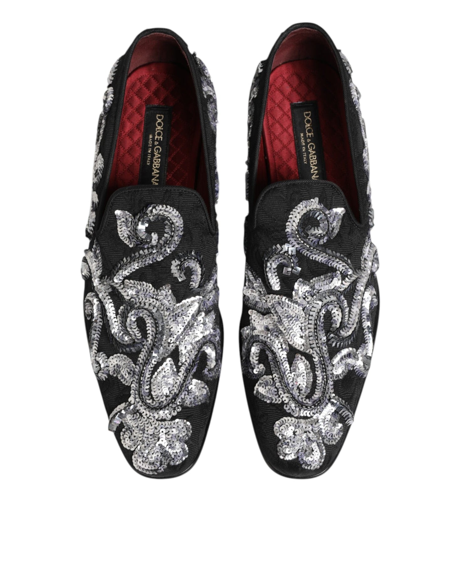 Black Silver Sequined Loafers Men Dress Shoes