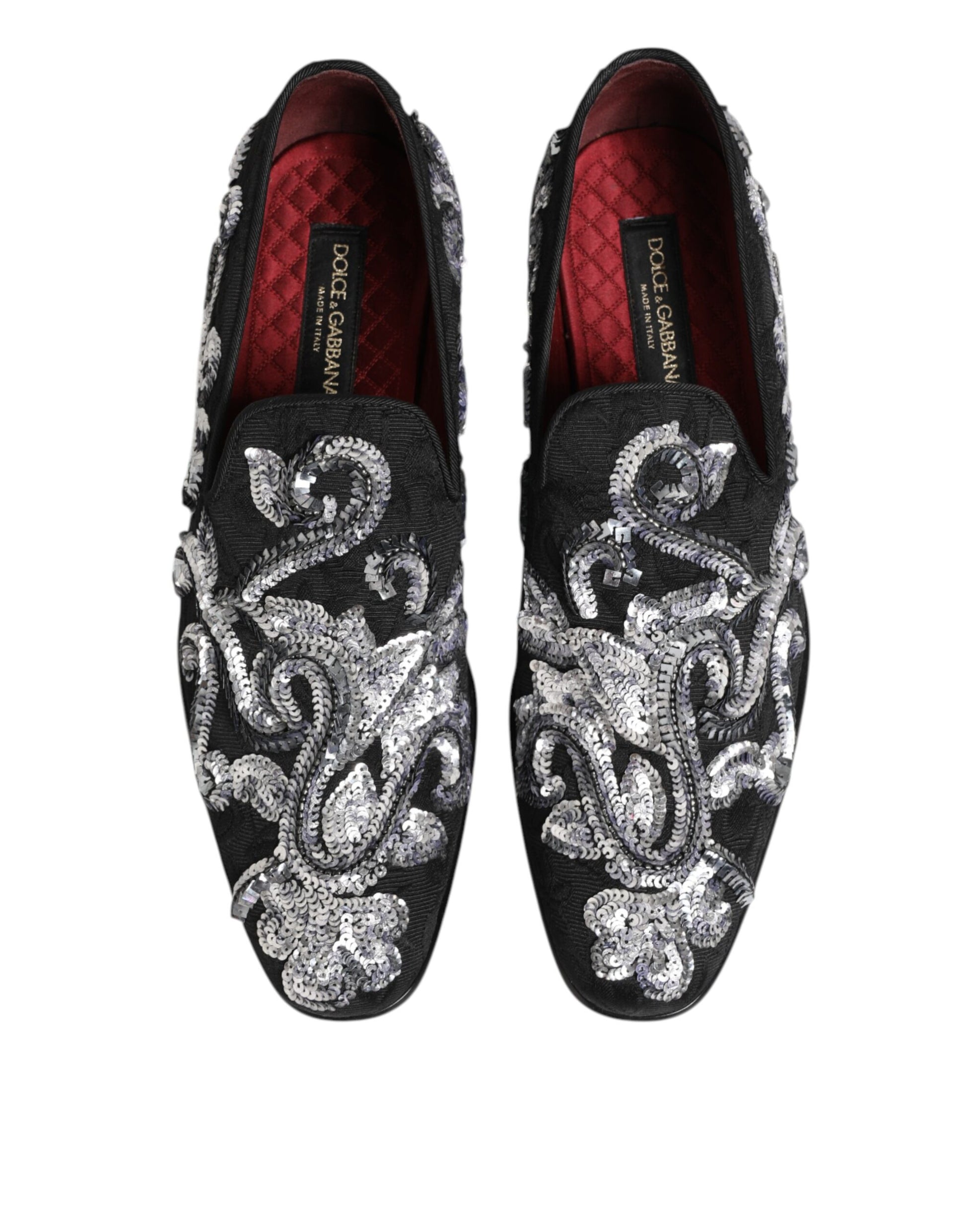 Black Silver Sequined Loafers Men Dress Shoes