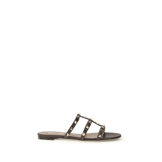 Brown Calf Leather Bos Taurus Flat Sandals