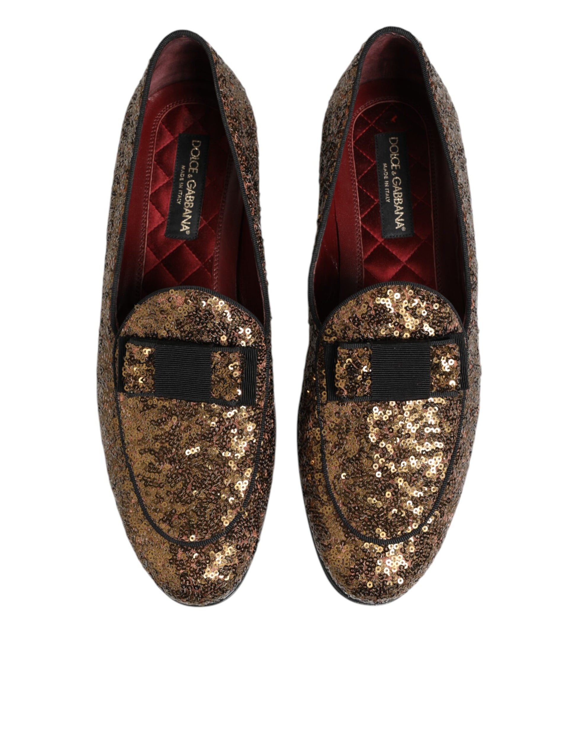 Gold Sequined Slip On Loafers Men Dress Shoes