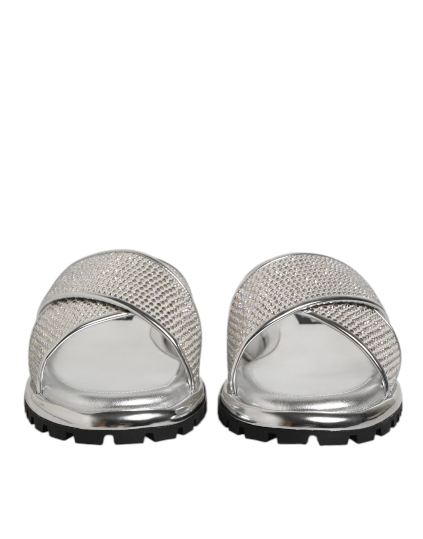 Silver Strass Slides Flats Slippers Shoes