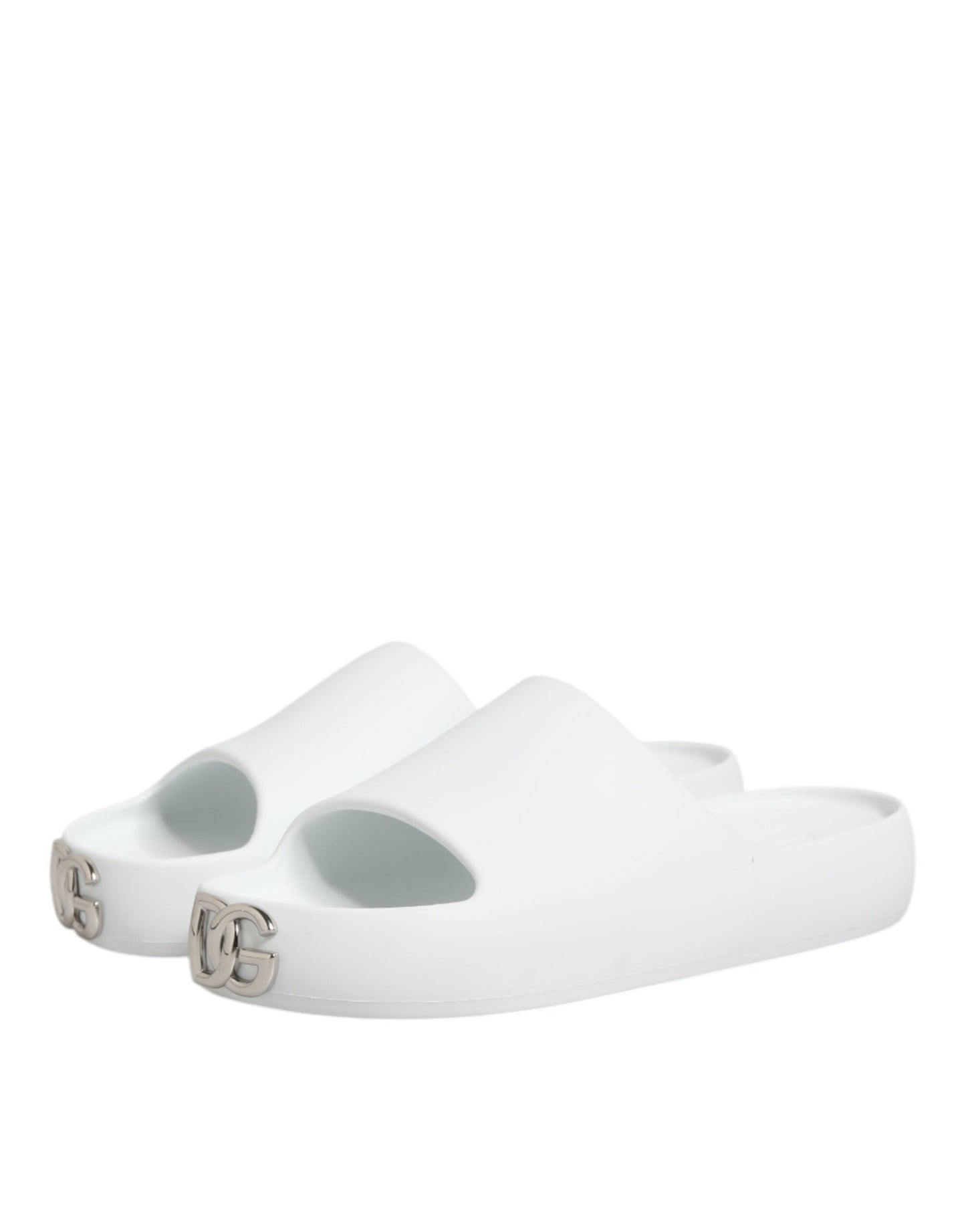 White Logo Slides Sandals Men Beachwear Shoes