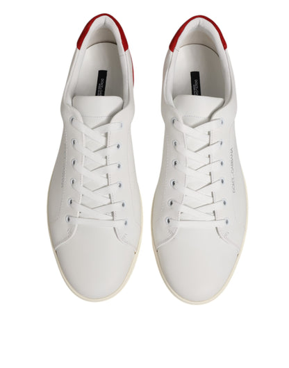 White Red Leather Low Top Men Sneakers Shoes