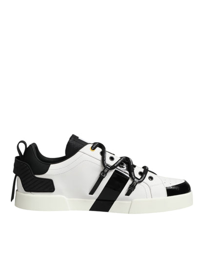 White Leather Logo Portofino Sneakers Shoes