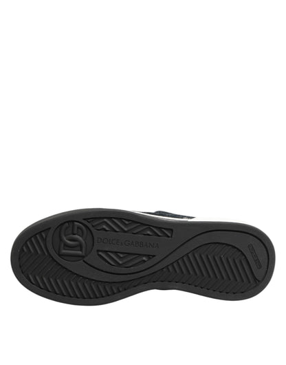 Blue Cotton Denim Logo Low Top Sneakers Shoes