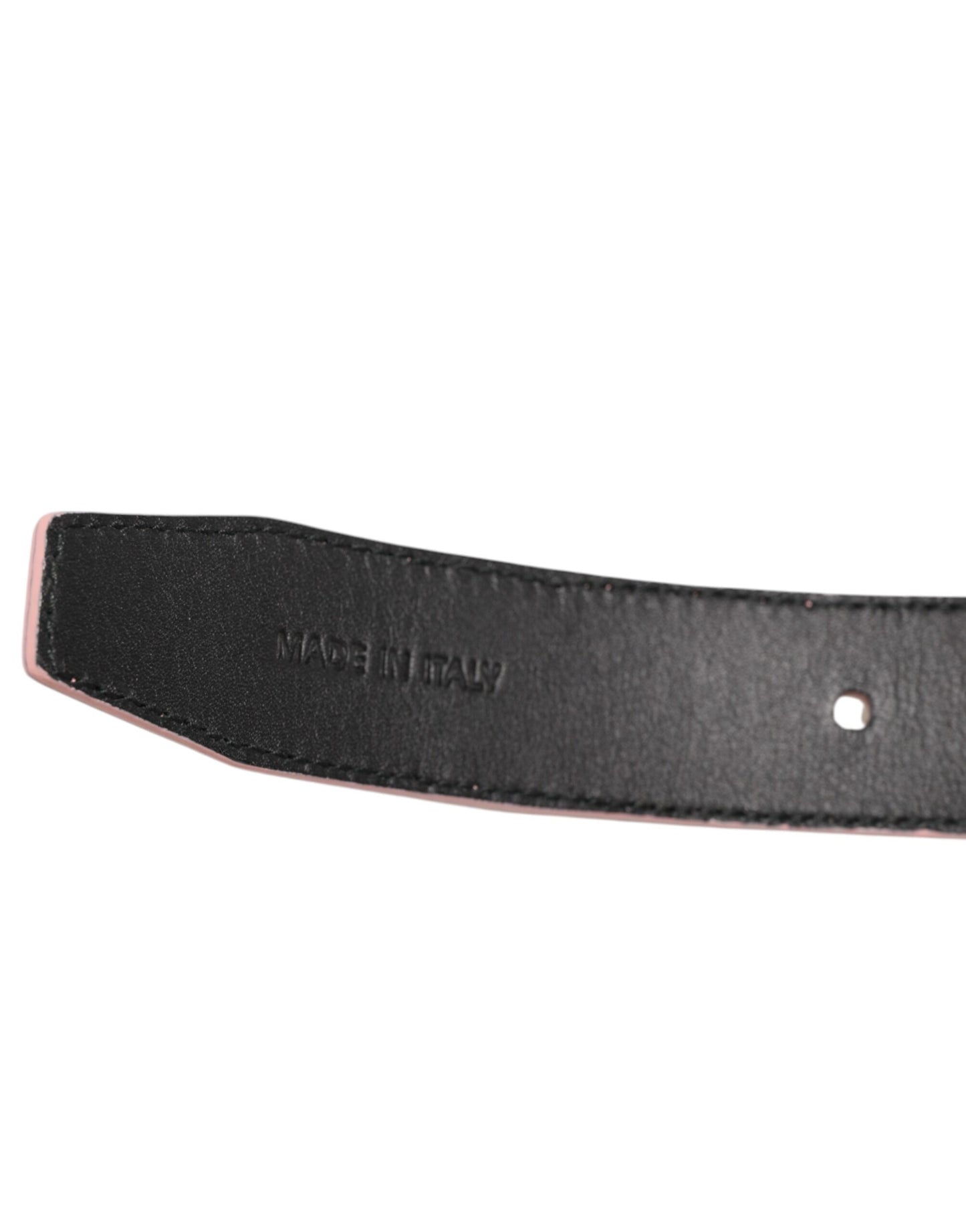 Pink Leather Perforated Detailing Buckle Belt