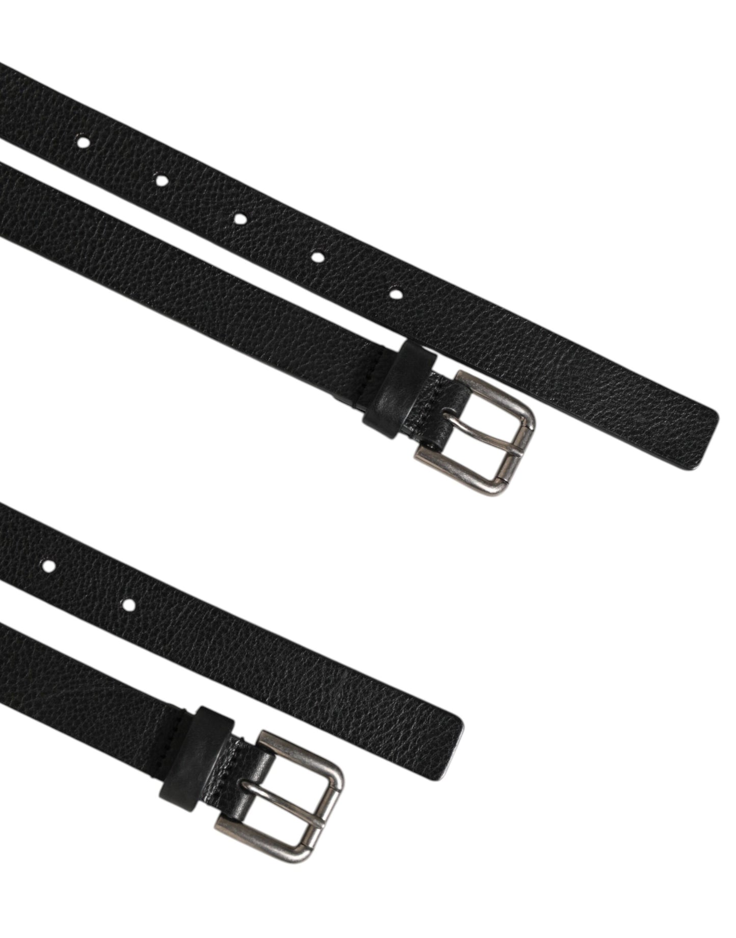Black Double Strap Leather Gold Buckle Belt