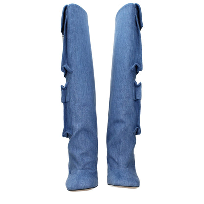 Light Blue Fabric Boots