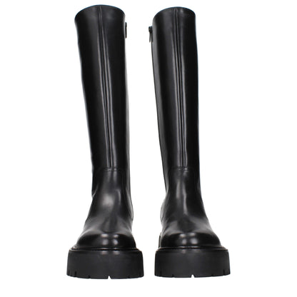 Black Leather Ankle Boots
