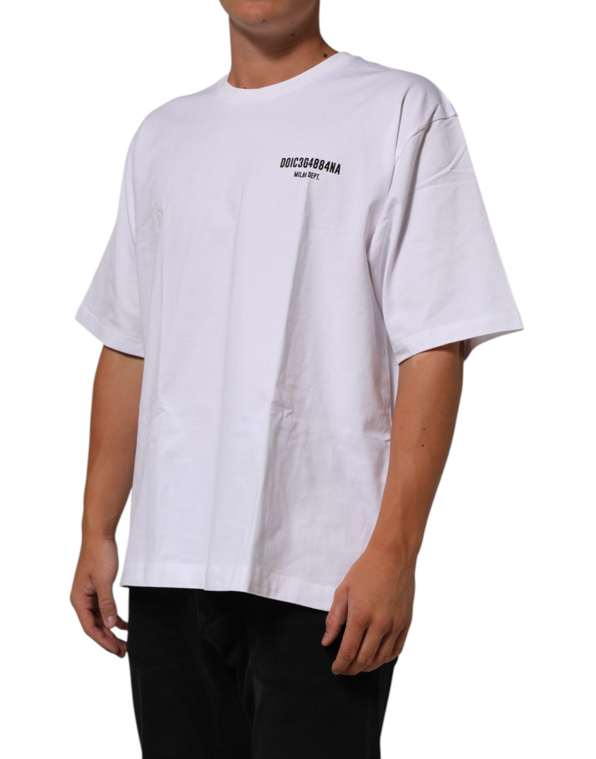 White Cotton Logo Print Crew Neck T-shirt