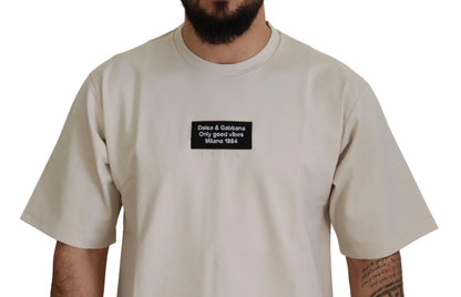 Ivory Cotton Ivory Printed Crewneck