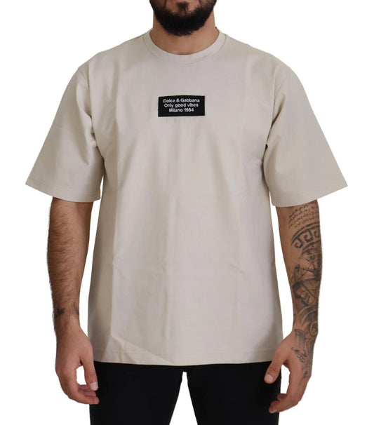 Ivory Cotton Ivory Printed Crewneck