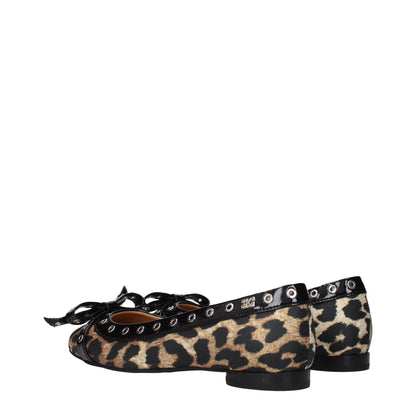 Brown Fabric Ballet Flats