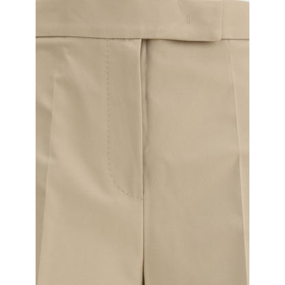 Beige Cotton Casual Pants