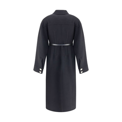Black Fleece Wool Coat