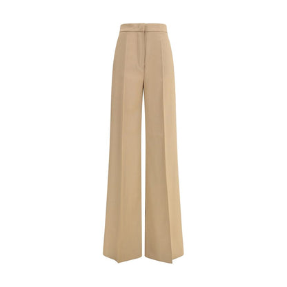 Beige Fleece Wool Casual Pants