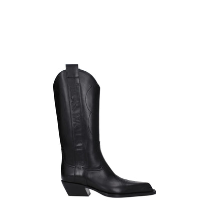 Black Leather High Heel Boots