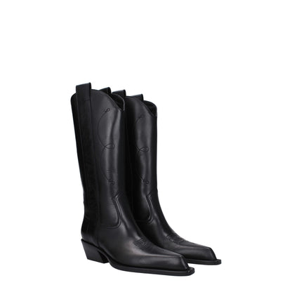 Black Leather High Heel Boots