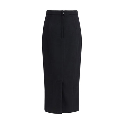 Black Fleece Wool Long Skirt