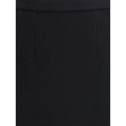 Black Fleece Wool Long Skirt